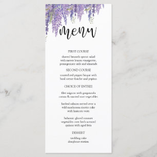 Menu elegante do casamento da árvore das glicíni