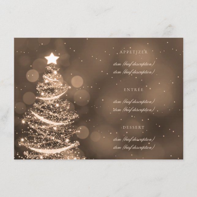 Menu elegante do casamento do Natal Dourado (Frente)