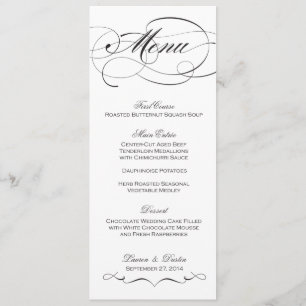 Menu elegante do casamento do roteiro - costume