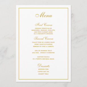 Menu elegante do casamento do roteiro do ouro