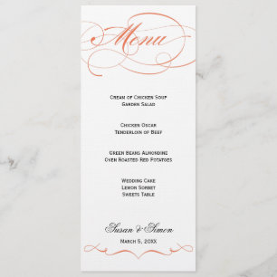 Menu elegante do casamento do roteiro - laranja