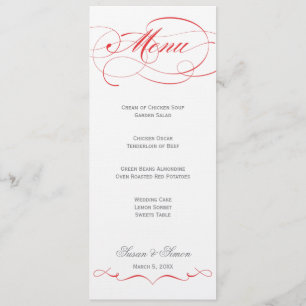Menu elegante do casamento do roteiro - vermelho