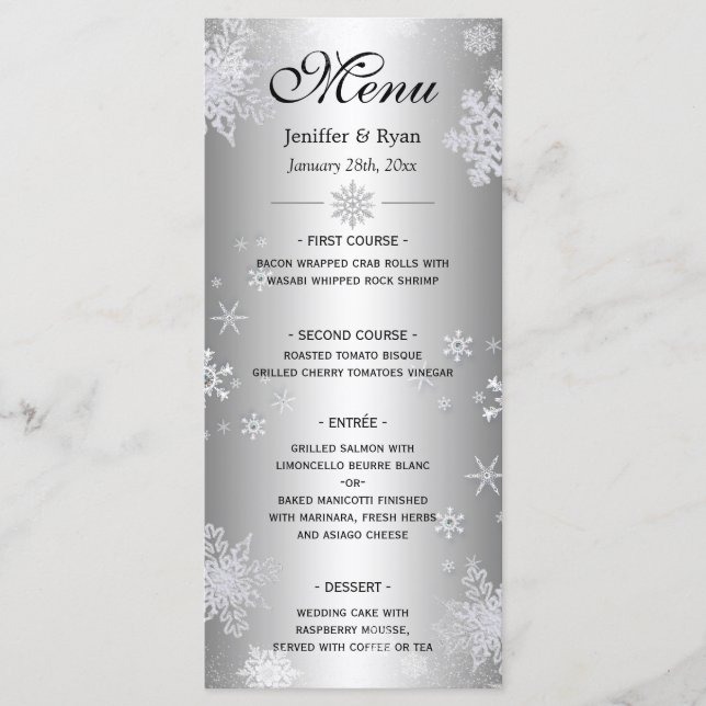 Menu Elegante do casamento no inverno (Frente)