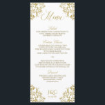 Menu Elegante do Casamento vintage | Nadine (Doura<br><div class="desc">Este elegante cartão de casamento coordena-se perfeitamente com a nossa suíte de convites Nadine. A cor design é definida em ouro, mas você pode mudar a cor do design alterando a cor de fundo. **HOW TO CHANGE YOUR DESIGN COLOR** 1) Clique no botão "Personalizar". 2) Clique no link "ClICK TO...</div>