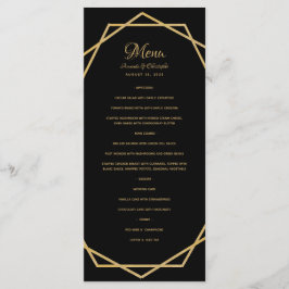 Menu Elegante Dourado no Casamento Geométrico Moderno N