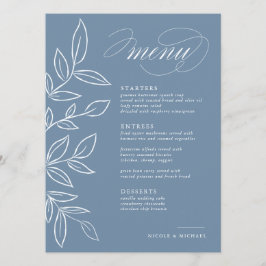 Menu Elegante Dusty Minimalista Azul Deixa Casamento