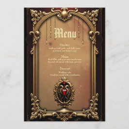Menu Elegante emblema cardíaco luxuoso.