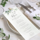 Menu Elegante Eucalyptus Deixa Casamento Dourado Verde<br><div class="desc">Lindos cartões de cardápio de casamento com aquarela eucalipto e folhas de ouro.</div>