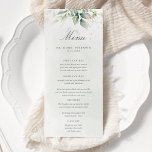 Menu Elegante Eucalyptus Deixa Casamento Dourado Verde<br><div class="desc">Lindos cartões de cardápio de casamento com aquarela eucalipto e folhas de ouro. Escolha perfeita para primavera e casamentos de verão.</div>