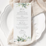 Menu Elegante Eucalyptus Deixa Casamento Dourado Verde<br><div class="desc">Lindos cartões de cardápio de casamento com aquarela eucalipto e folhas de ouro. Escolha perfeita para primavera e casamentos de verão.</div>