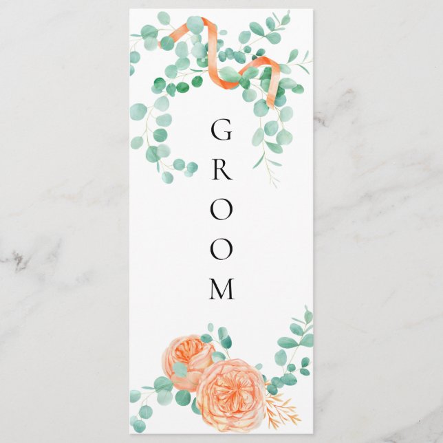 Menu Elegante Eucalyptus Green Peach Sinal de Cadeira F (Frente)