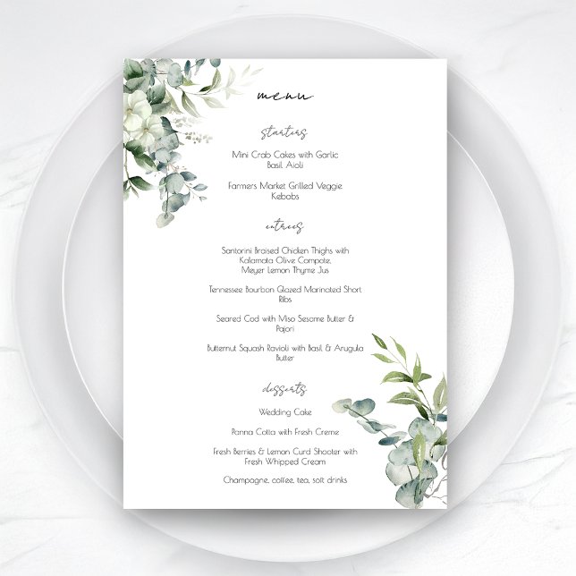 Menu Elegante Eucalyptus Greenery (Criador carregado)