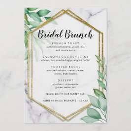 Menu Elegante Eucalyptus Marble Bridal Brunch