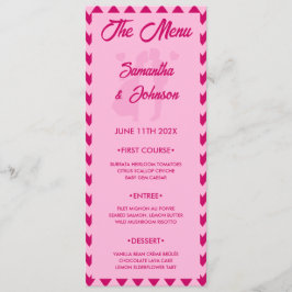 Menu Elegante Faixa de Chevron Rosa Bege para Jantar de