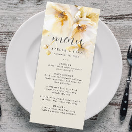 Menu Elegante Flor Areia Casamento Ouro Branco