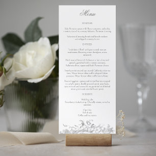 Menu Elegante francês Rococo Floral