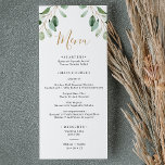Menu Elegante Greenery Eucalyptus<br><div class="desc">Projetado para coordenar com a nossa coleção de casamento Moody Greenery,  este Menu personalizável apresenta folhas verdes de eucalipto com aquarelas. Para fazer alterações avançadas,  vá para a opção "Clique para personalizar mais" em Personalizar este modelo.</div>