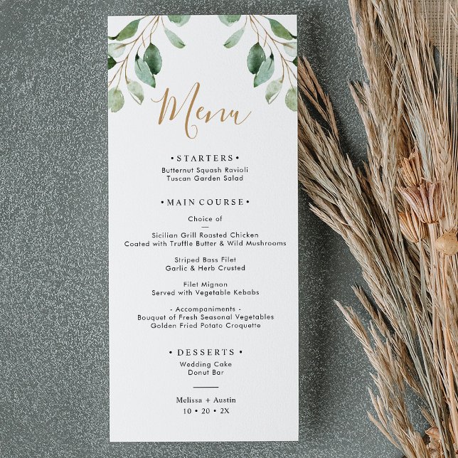 Menu Elegante Greenery Eucalyptus (Criador carregado)