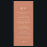 Menu Elegante Laranja Branca   Terracotta Monograma<br><div class="desc">menu fino para corresponder à coleção *se quiser mais opções de papel,  este design pode ser transferido para um programa fino *ou para mais ajuda contacte-me</div>