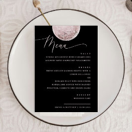 Menu Elegante Lua Rosa | Jantar de Noite Celestial Pret
