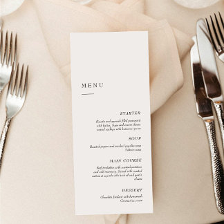 Menu Elegante Minimalista Preto & Branco | Jantar de Ca