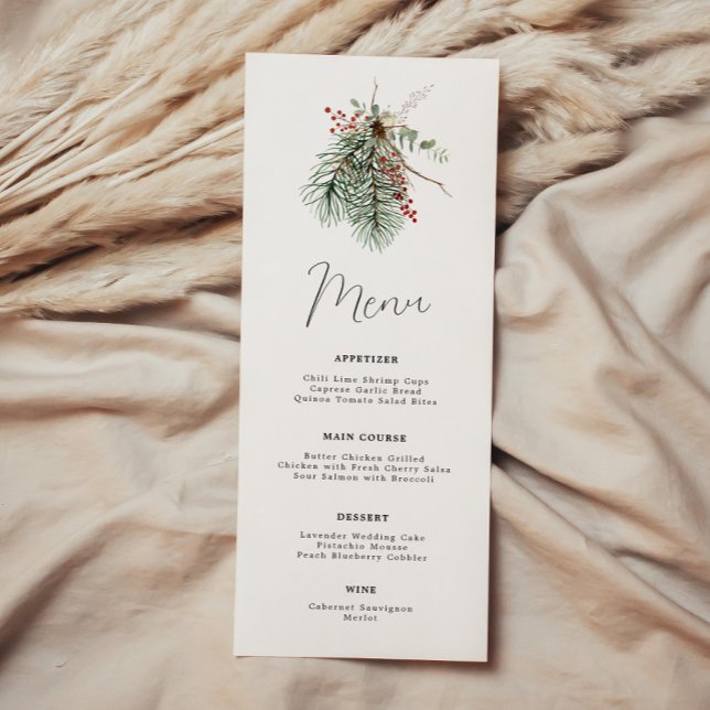 Menu Elegante Mínimo Botânico Inverno (Criador carregado)