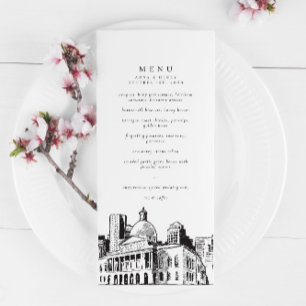 Menu Elegante Modern Boston Sketch New England Casament