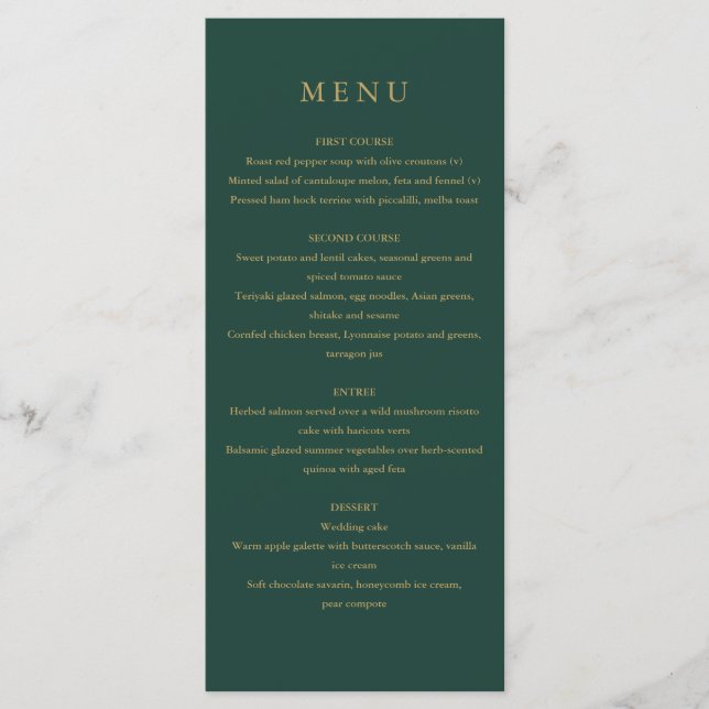 Menu Elegante Moderno Simples Cardápio Verde Esmeralda  (Frente)