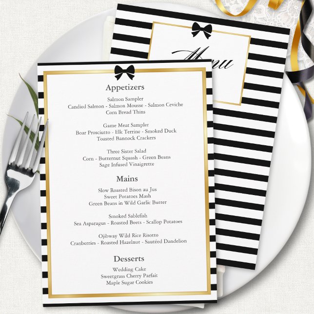 Menu Elegante Moldura Dourada com Listras Pretas e Bran (Criador carregado)