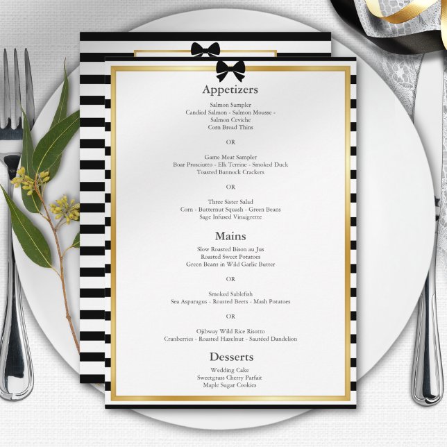 Menu Elegante Moldura Dourada com Listras Pretas e Bran (Criador carregado)