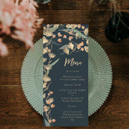 Menu Elegante Naval e Flor Botânica Bege