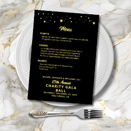 Menu Elegante negro Dourado da Companhia Charity Gala B