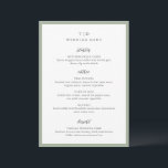 Menu Elegante Noiva Verde Monograma Casamento Moderno<br><div class="desc">Cardápios de casamento modernos com um design limpo com fontes serif e script.</div>