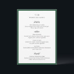 Menu Elegante Noivado Verde Esmeralda Moderno<br><div class="desc">Cardápios de casamento modernos com design limpo e fontes serif e script.</div>