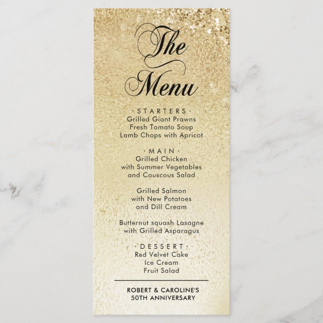 Menu Elegante Ouro 50º Aniversário (Frente)