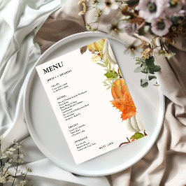 Menu Elegante Outono Abóbora Folhas de Outono Casamento