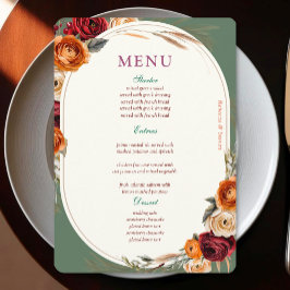 Menu Elegante outono queda laranja floral de salva casa