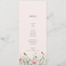 Menu Elegante Peônia Rosa Bege Festa de Noivado Jantar 