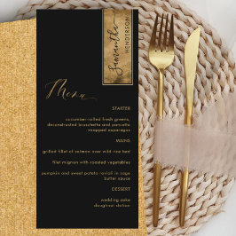 Menu Elegante Personalizado com Nome do Convidado Preto
