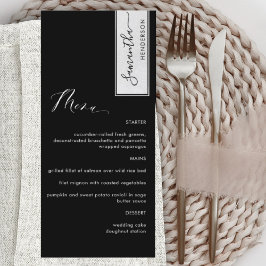 Menu Elegante Personalizado com Nome do Convidado Preto