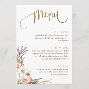 Menu Elegante/Placa de Local Seca Palma Deixa Verd