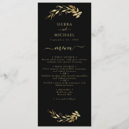 Menu Elegante Recepção de casamento de folhas Douradas
