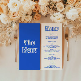 Menu Elegante Recepção de Casamento Minimalista Azul