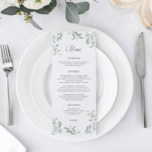 Menu Elegante Sage Green Wedding Flourish