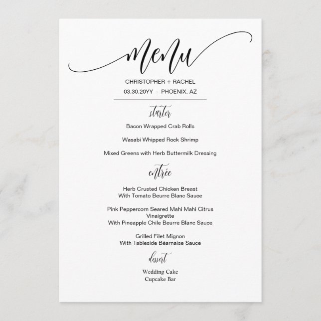 Menu Elegante Simples Personalizado (Frente)