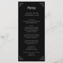 Menu Elegante Simples Prata Preta e Faux