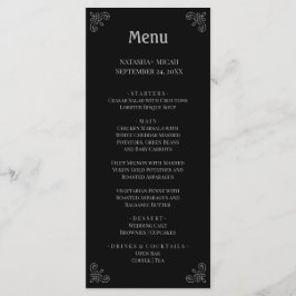 Menu Elegante Simples Prata Preta e Faux
