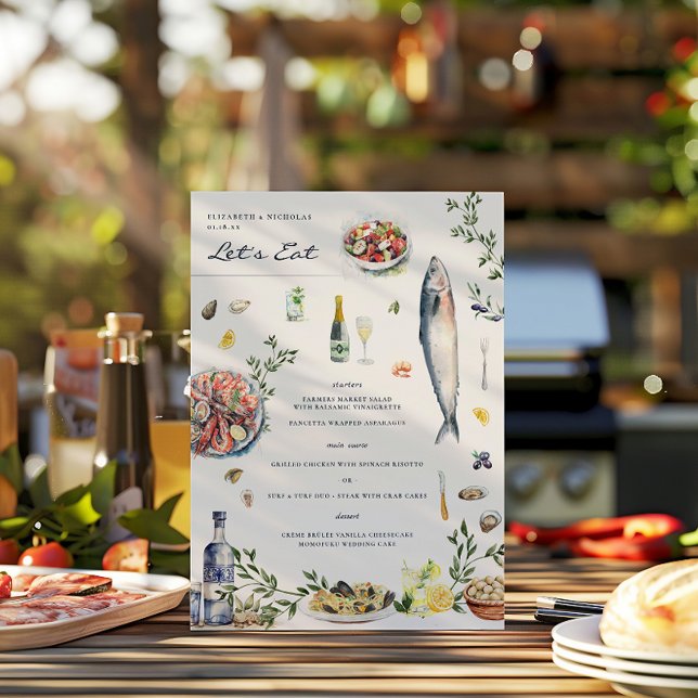 Menu Elegante Tema Grego | Ilustrado Mediterrâneo  (Criador carregado)