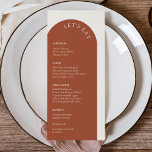 Menu Elegante Terracotta & Cream Vamos Eat Arch Weding<br><div class="desc">Comemore seu dia especial com cartões de cardápio de casamento que capturam elegantemente a essência de sua história de amor. Fácil de personalizar e perfeito para qualquer casamento ou evento. Clique no botão "Personalizar" e use nossa ferramenta design para modificar este modelo. Veja a Design de Arte Gráfica para outros...</div>