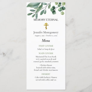 Menu Elegante Verde Ortodoxo Funeral